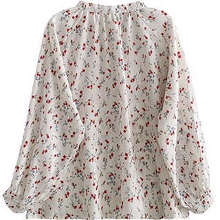 Phong Cách Hàn Quốc Nữ Nữ Voan Rời Hoa Áo Sơ Mi Tay Dài Áo Baju Baju Wanita Lengan Panjang