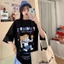 Áo thun tay lỡ dáng rộng unisex màu đen kem trắng - đùi gà