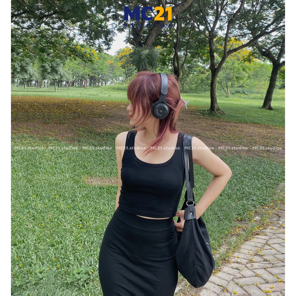 Ảnh Áo croptop ba lỗ MC21.STUDIOS dáng ôm co giãn chất thun xịn cao cấp phong cách Ulzzang Streetwear Hàn Quốc A3213 2