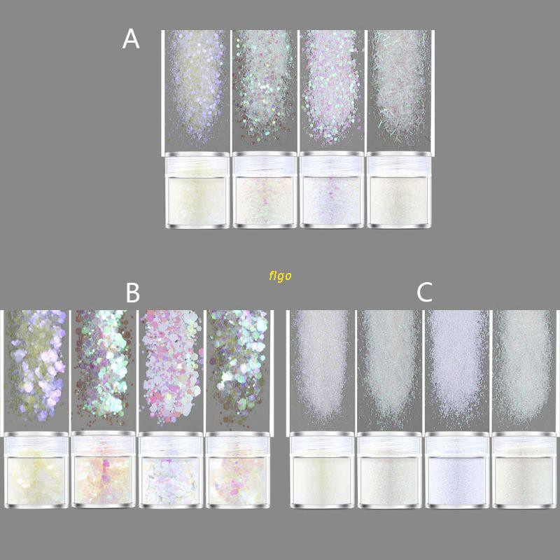 Chai kim tuyến sequin resin 4 màu trắng cầu vồng dùng làm trang sức trang điểm làm móng tay