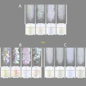 Chai kim tuyến sequin resin 4 màu trắng cầu vồng dùng làm trang sức trang điểm làm móng tay