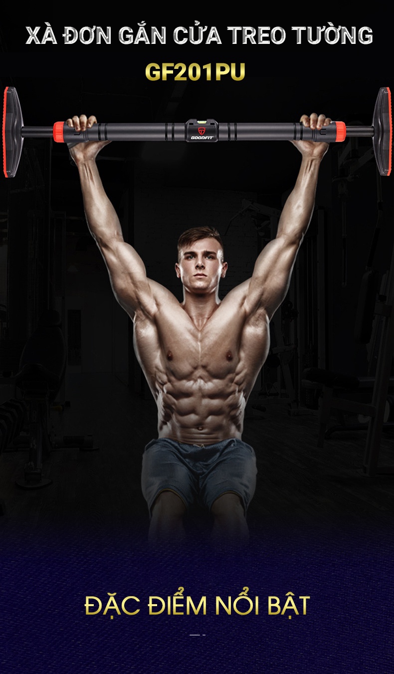 Mô tả Thanh xà đơn gắn cửa, xà đơn treo tường GoodFit chịu lực 200kg, chốt khóa chông trượt tập luyện tại nhà GF201PU - 2