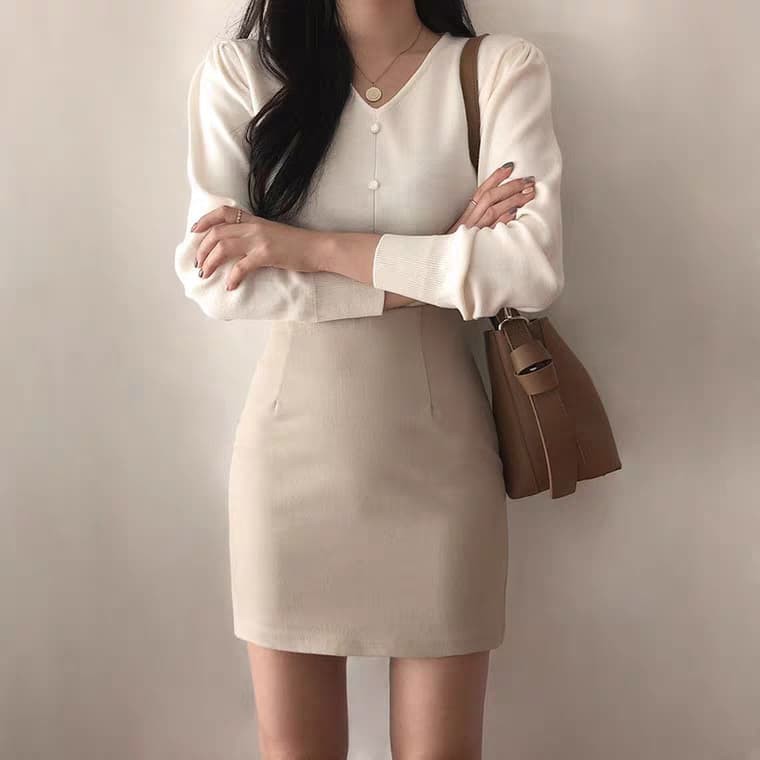 HOT DEAL chân váy cạp cao chất co dãn cao cấp shop thiết kế