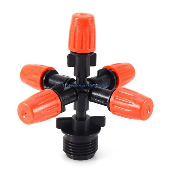 50 bộ béc phun sương 5 hướng cam kèm chân nối ren ngoài 21mm (tùy chọn van chống rỉ)
