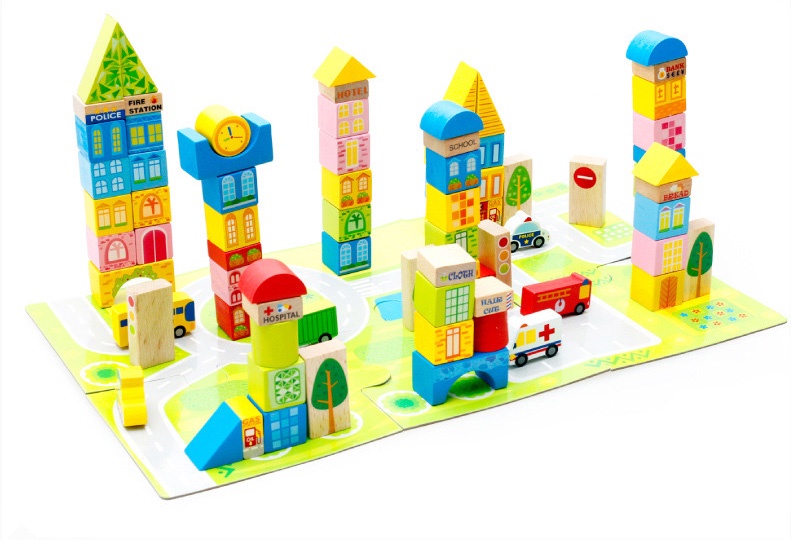 Mô tả Đồ chơi thông minh cho bé S-Kids, Bộ xếp hình khối xây dựng 100 chi tiết bằng gỗ. - 2