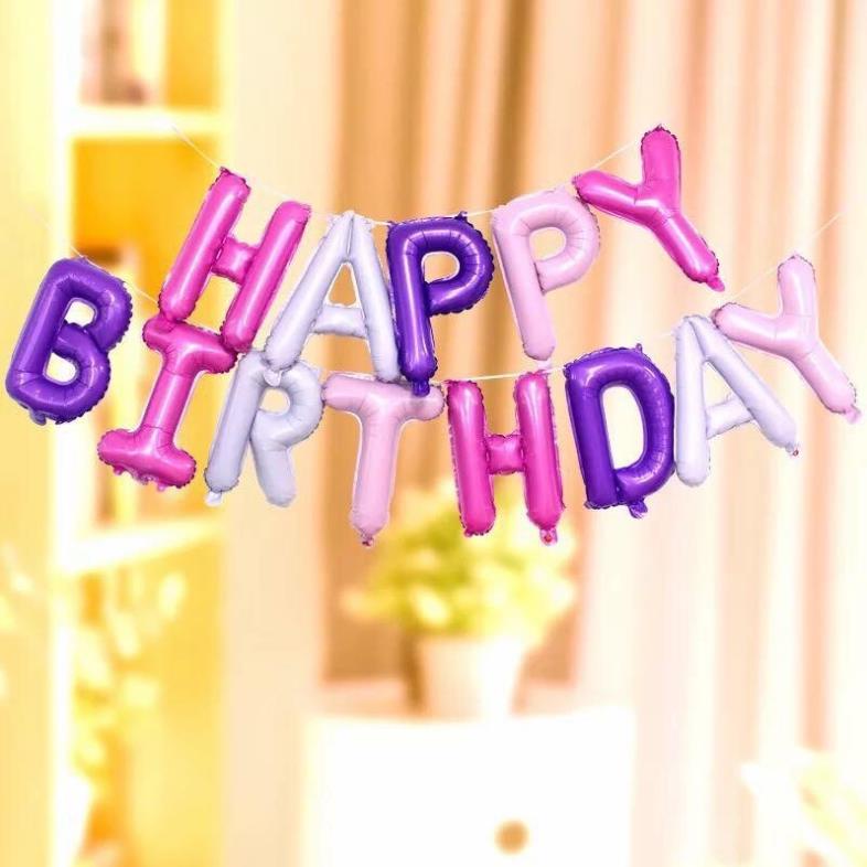 Chữ Happy Birthday bằng bóng trang trí sinh nhật cho bé trai bé gái người lớn  - Kem Shop K129
