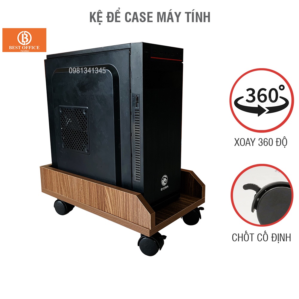 Kệ CPU máy tính di động gắn bánh xe chốt hãm, Gỗ MDF chống ẩm, kệ để ...