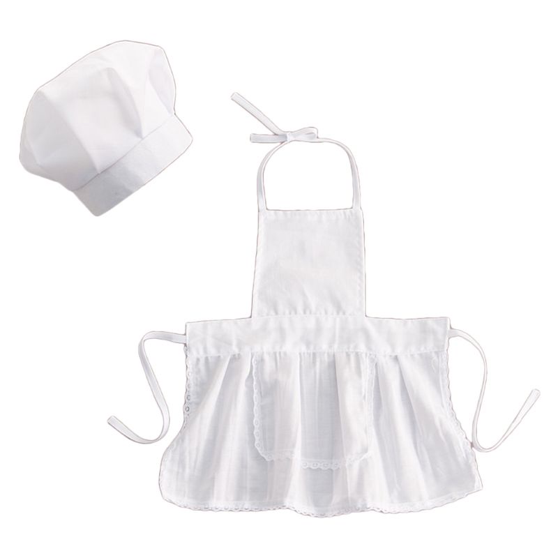 IOR 2 Chiếc Dễ Thương Cho Bé Đầu Bếp Tạp Dề Và Mũ Trẻ Sơ Sinh Kid Trắng Nấu Trang Phục Chụp Ảnh