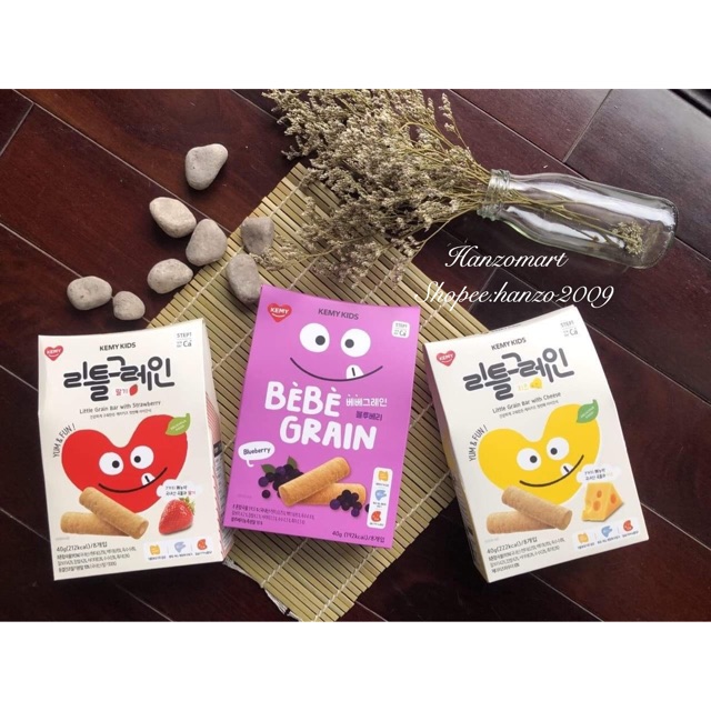 Bánh ăn dặm ngũ cốc dinh dưỡng Kemy Kids cho bé 8 thanh Hàn Quốc hanzomart