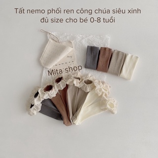 Tất trẻ em - Tất dài cổ ren công chúa - vớ bé gái nemo baby phong cách vintage Hàn Quốc