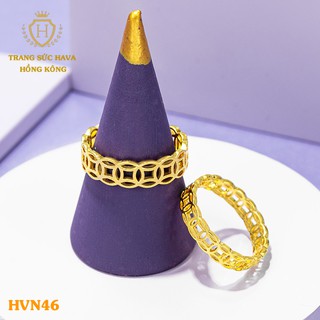 Nhẫn Nữ, Nam Kim Tiền May Mắn Tài Lộc Xi Mạ Vàng Non Cao Cấp (Có Hộp Nhựa) - Trang Sức Hava