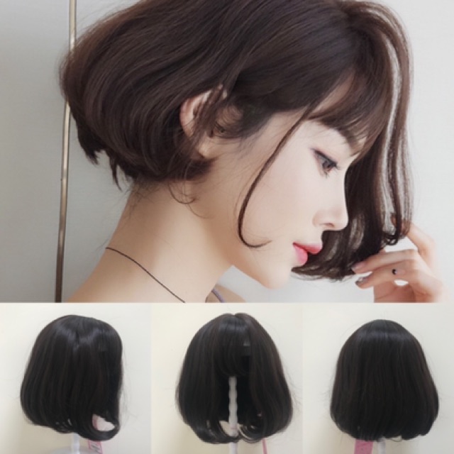 [TẶNG LƯỚI TRÙM TÓC THẬT] TÓC GIẢ NGUYÊN ĐẦU LƯỚI HOA NGẮN CỤP ĐUÔI