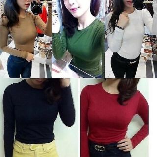 Áo tay dài thun gân và thun trơn, áo thun nữ dâng chuẩn ôm body - RUBY CLOTHING A08
