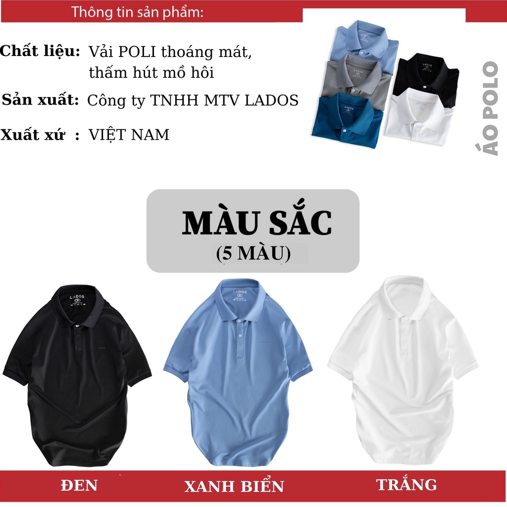Mô tả Áo thun có cổ nam (polo) nhiều màu LADOS - 39084 chất vải dày dặn thấm hút mồ hôi - 2