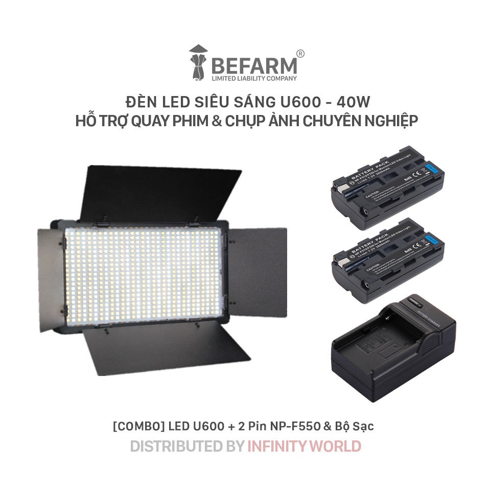 Đèn LED U600 (600 LED) 40W hỗ trợ chiếu sáng cho quay phim, chụp ảnh ...
