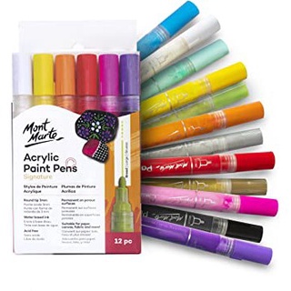 [Hỏa tốc HCM] Bộ 12 Cây Bút Marker Acrylic Mont Marte Vẽ Trên Mọi Bề Mặt - Ngòi 1mm/3mm