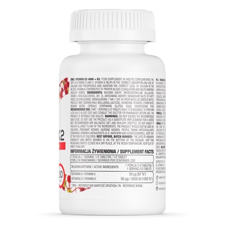 Ostrovit Vitamin D3 4000+K2 MK7, Viên uống hỗ trợ xương khớp, tăng cường miễn dịch