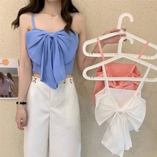 Áo Hai Dây Dáng Ngắn Thắt Nơ Phong Cách Hàn Quốc Thời Trang Mùa Hè Hàng Mới Dành Cho Bạn Nữ
