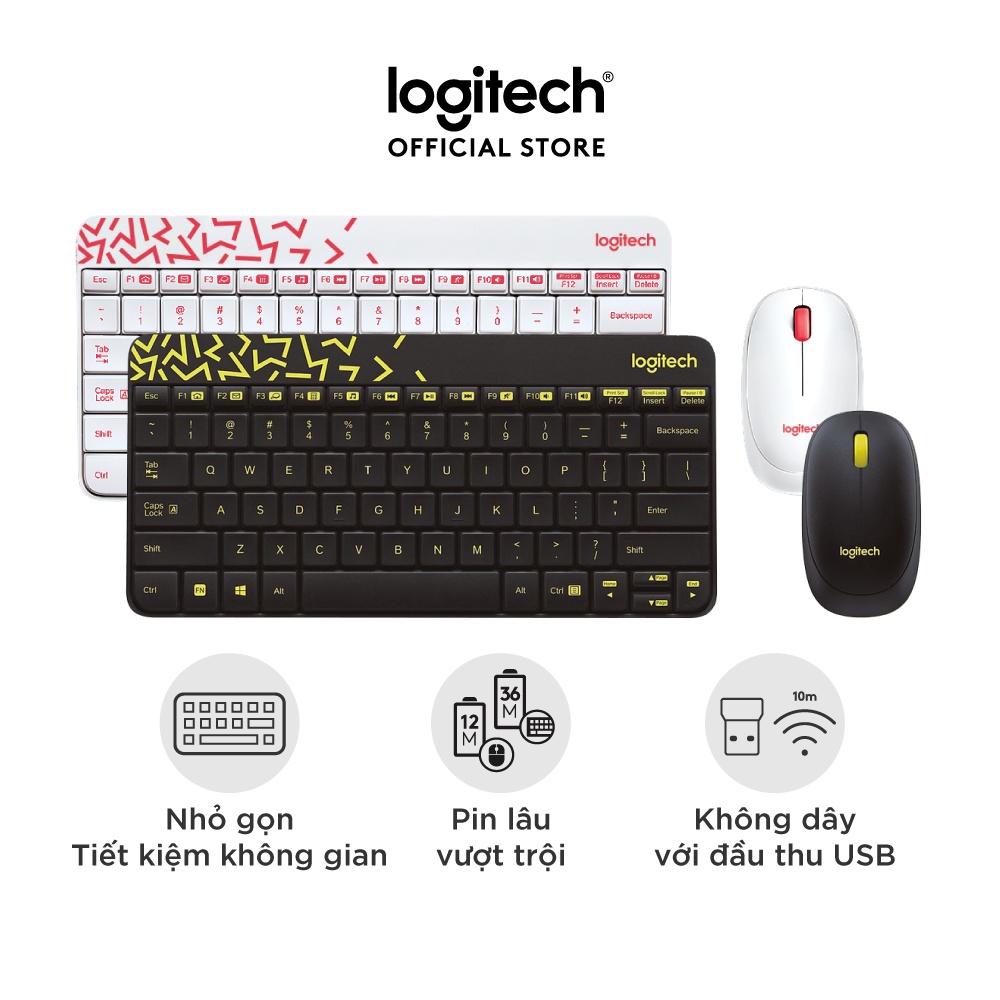 Combo Chuột phím không dây Logitech MK240 – nhỏ gọn, 1 đầu thu USB, pin lâu
