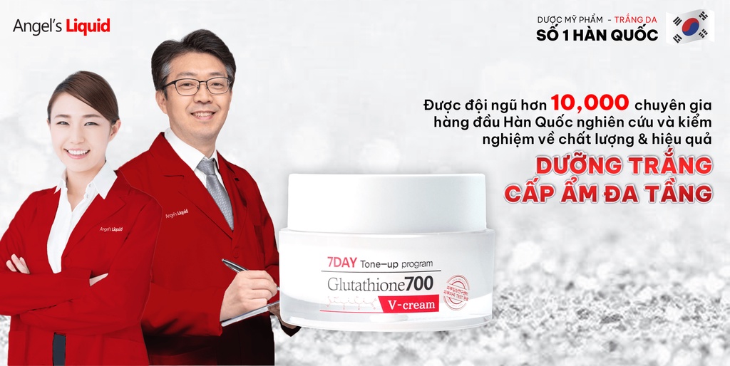 Mô tả Kem Dưỡng Trắng Da Cấp Ẩm Đa Tầng Angel's Liquid 7 Day Whitening Program Glutathione 700 V-Cream 50ml - 5