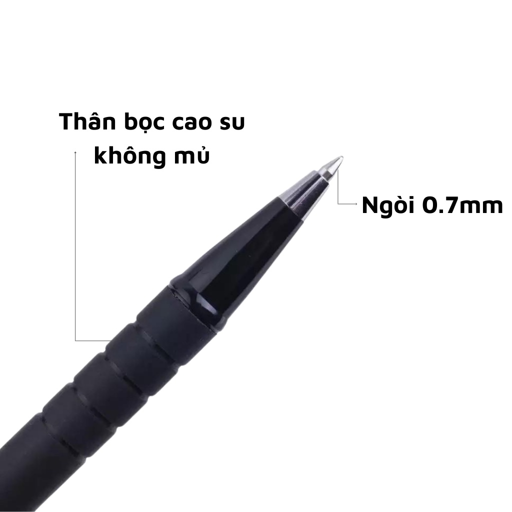 Ảnh Bút Bi Bấm Pentel BK250 0.7mm Mực Êm Thiết Kế Cao Su Đen 3