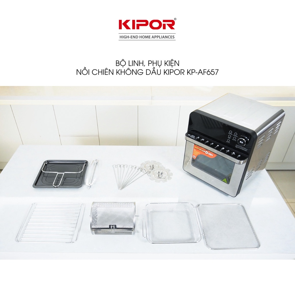 Ảnh Nồi chiên không dầu KIPOR KP-AF657 - 15L - Lò nướng điển tử RAPID AIR nhiệt tối đa 230 độ - Bảo hành tại nhà 12 tháng 2