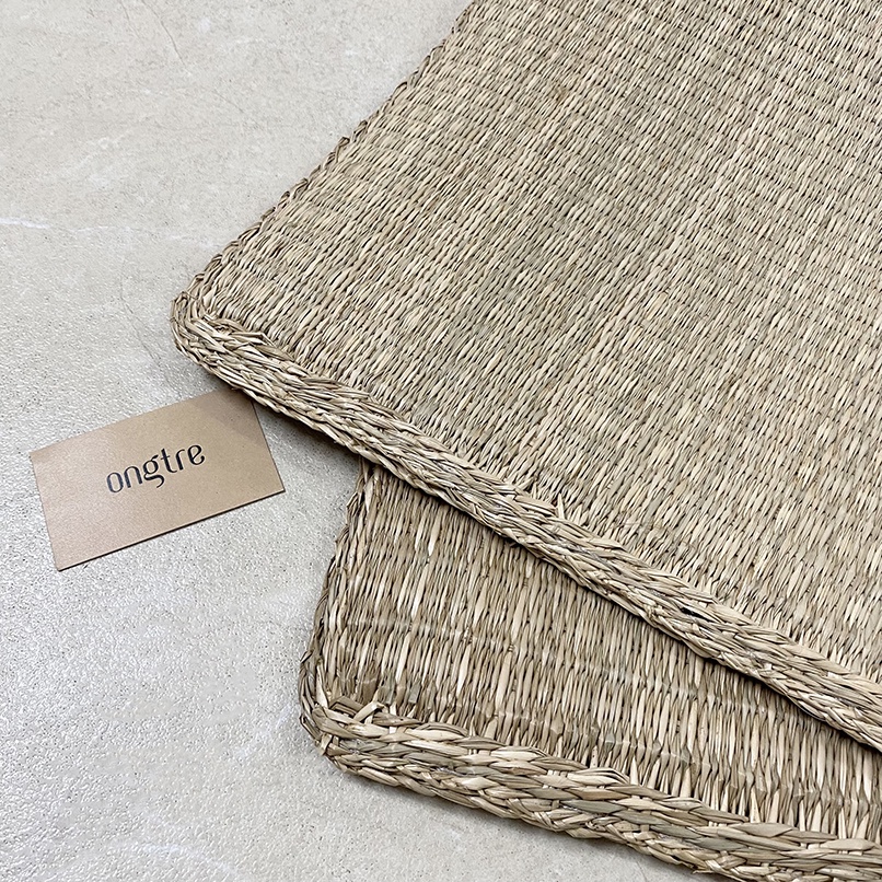 Đệm Ngồi Cói ONGTRE Hình Tròn, Vuông 45cm, Nệm Ngồi Bệt Thoáng Khí, Đệm Lót Ghế Decor Phòng Khách, Cafe, Homestay
