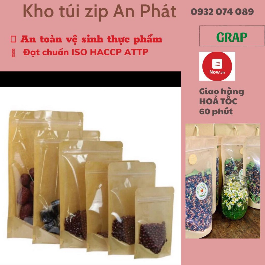 10 cái túi giấy kraft size 22*30 , túi zipper giấy một mặt trong, túi ...