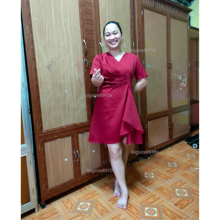 Đầm bigsize nữ, váy bigsize nữ nhúm eo đi tiệc, đi đám cưới cho người mập, béo Bigsize Moohan