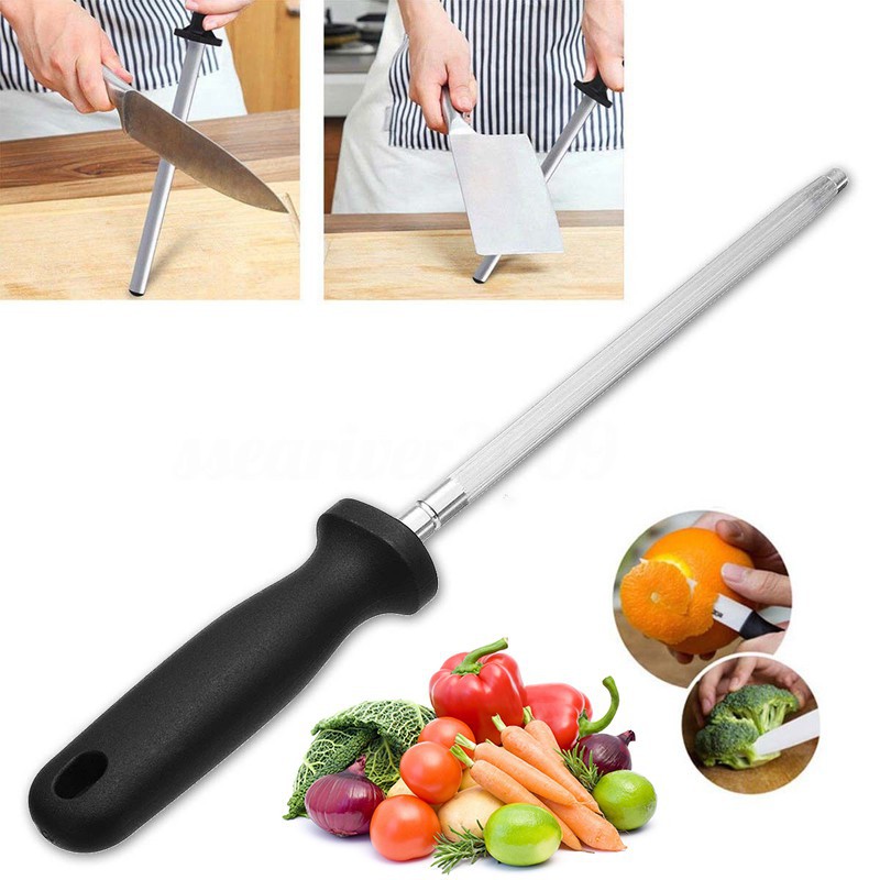Cây Gậy Mài Dao, Liếc Dao Cán Nhựa Đen Dài Tiện Lợi