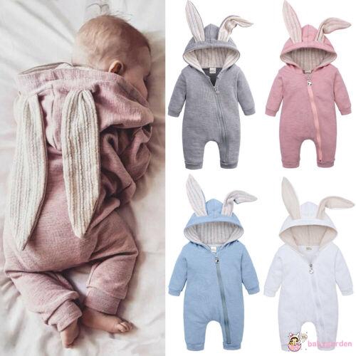 Áo liền quần có nón tai thỏ phong cách đáng yêu cho bé từ 0-24 tháng