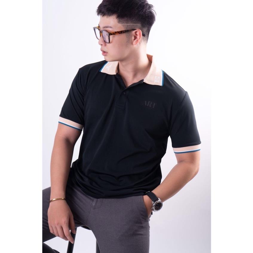 Áo Phông Polo Nam Cộc Tay Cao Cấp Màu Đen In Chữ ART Form Rộng