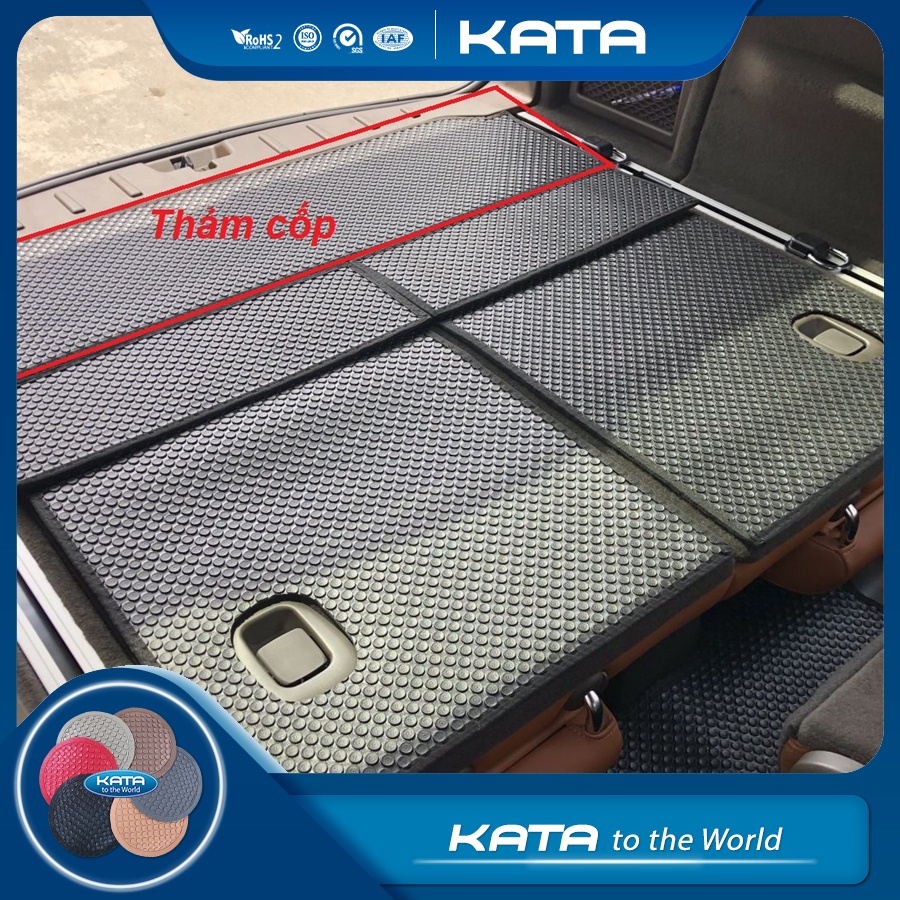 Thảm cốp và ốp lưng ghế hàng 2, hàng 3 cho xe ô tô 7 chỗ- Chính hãng KATA, Khít với sàn, Không mùi và ẩm mốc, trơn trượt