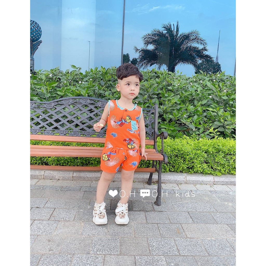 Bộ Ba Lỗ Bé Trai Vải Lanh Lụa (tole) Loại 1 Mềm-Mịn-Mát size 6-20kg
