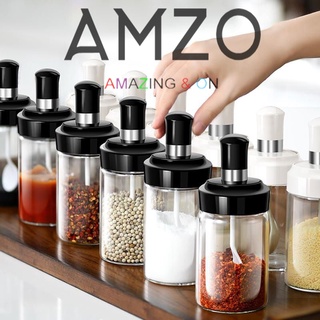 AMZO_COMBO 5 LỌ THỦY TINH ĐỰNG GIA VỊ KÈM MUỖNG LOẠI LỚN CÓ GIOĂNG CHỐNG TRÀN HIỆU QUẢ 250ML