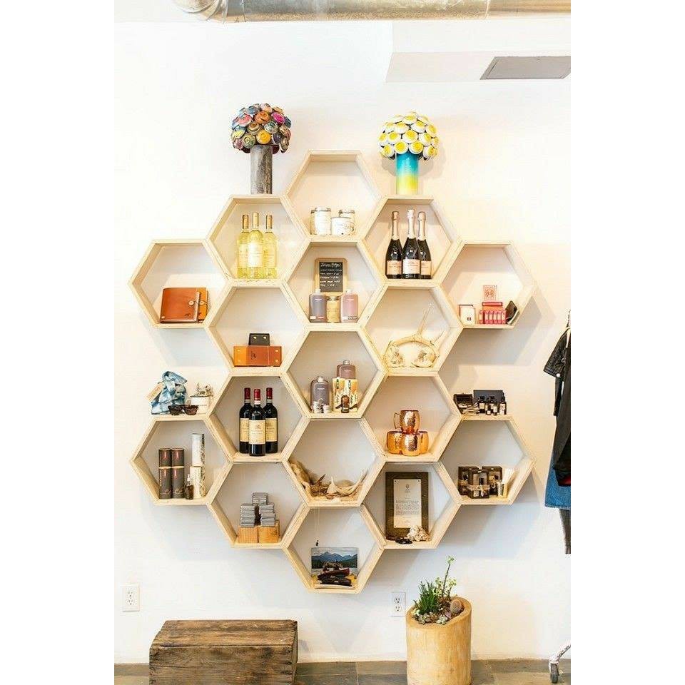 Kệ lục giác tổ ong treo tường gỗ thông trang trí nhà cửa | Shopee ...