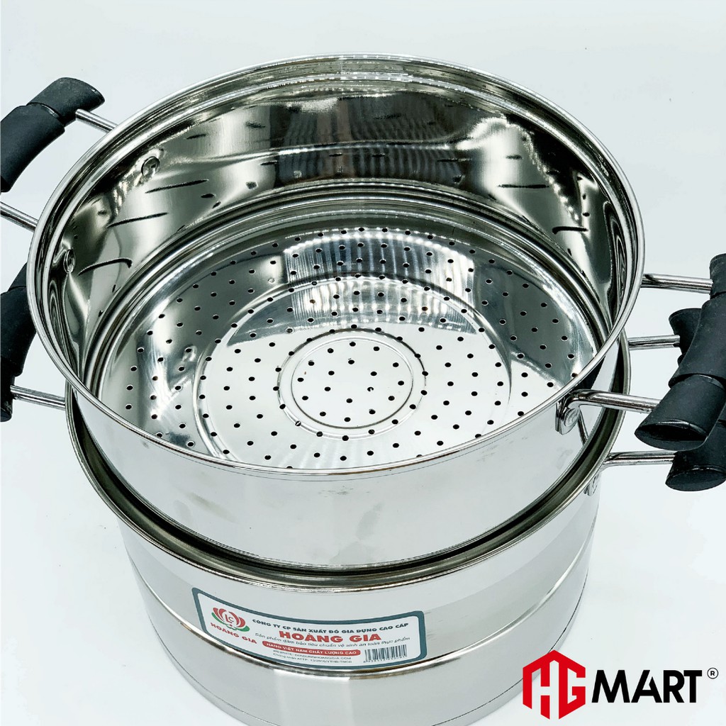 Ảnh Nồi Hấp Inox 2 tầng 2 đáy từ nắp kính thương hiệu HG Mart 2