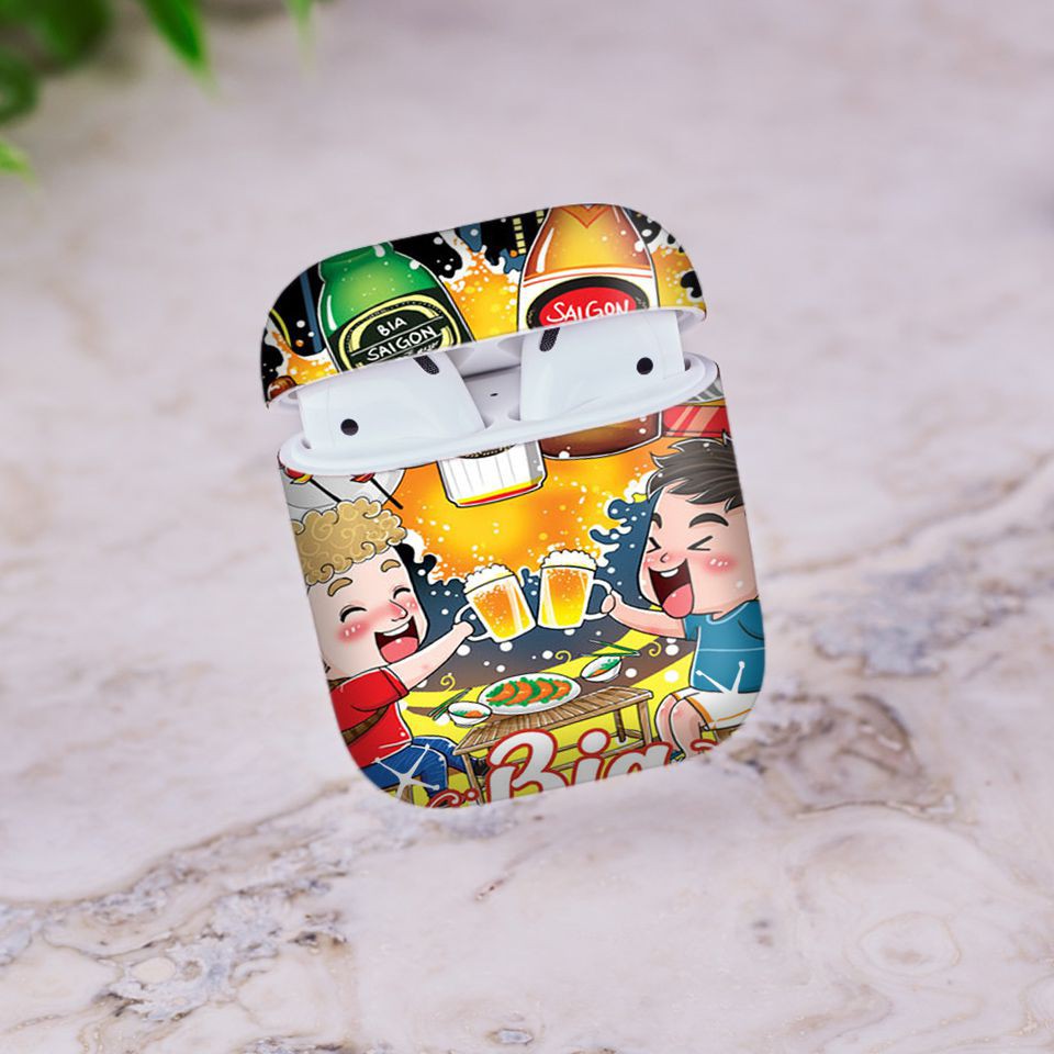 Miếng dán skin cho AirPods in hình Bia Sài Gòn - Chib003 (AirPods 1, 2, 3, Pro, i12)