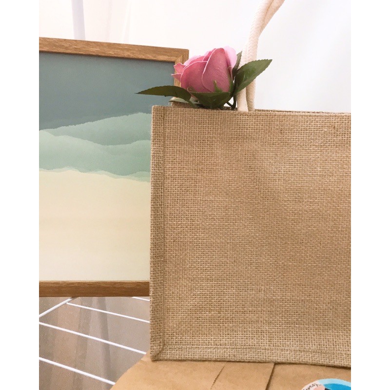 Túi cói bố trơn 33x24x12cm