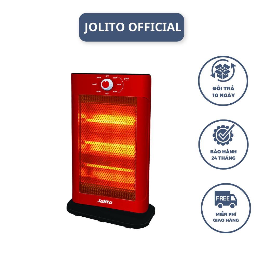 Quạt sưởi / Đèn sưởi Jolito JP-QS.1A 3 bóng đỏ có tấm lưới cách nhiệt an toàn, tự động ngắt, tiết kiệm điện năng