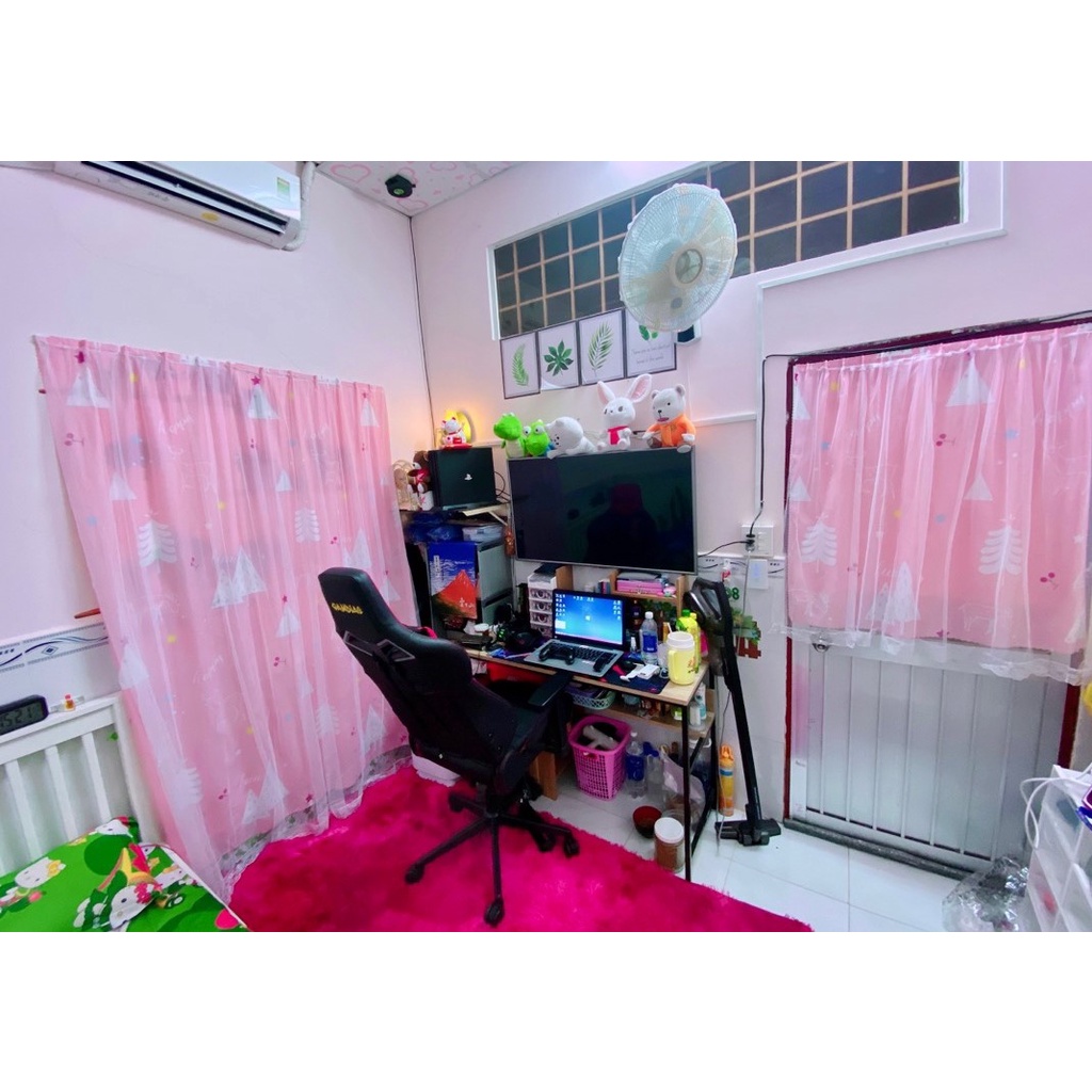 Ảnh Rèm cửa dán tường 2 lớp Levika họa tiết dễ thương, không khoan đục, chắc chắn 1