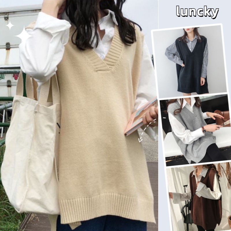 Áo Vest nữ cỡ lớn dệt kim len lười không tay