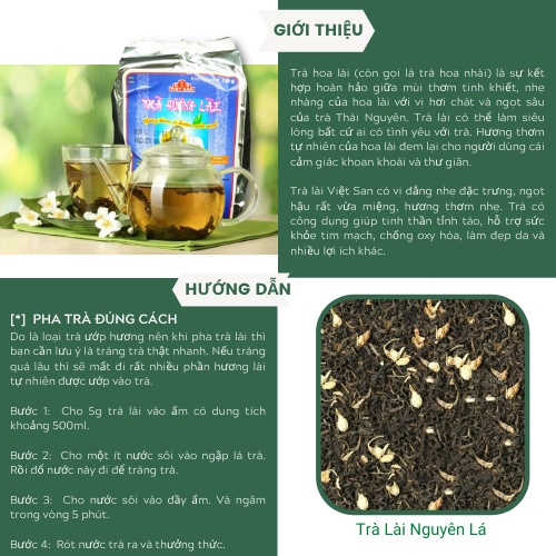 Trà Lài Việt San 100g/250g - Trà Xanh Nguyên Lá Ướp Hương Lài Tự Nhiên