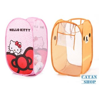 Giỏ Lưới Đựng Đồ, Sọt Vải Họa Tiết Đựng Quần Áo Gấp Gọn, Túi Đựng Đồ Đa Năng Xếp Gọn-GD18-RQA