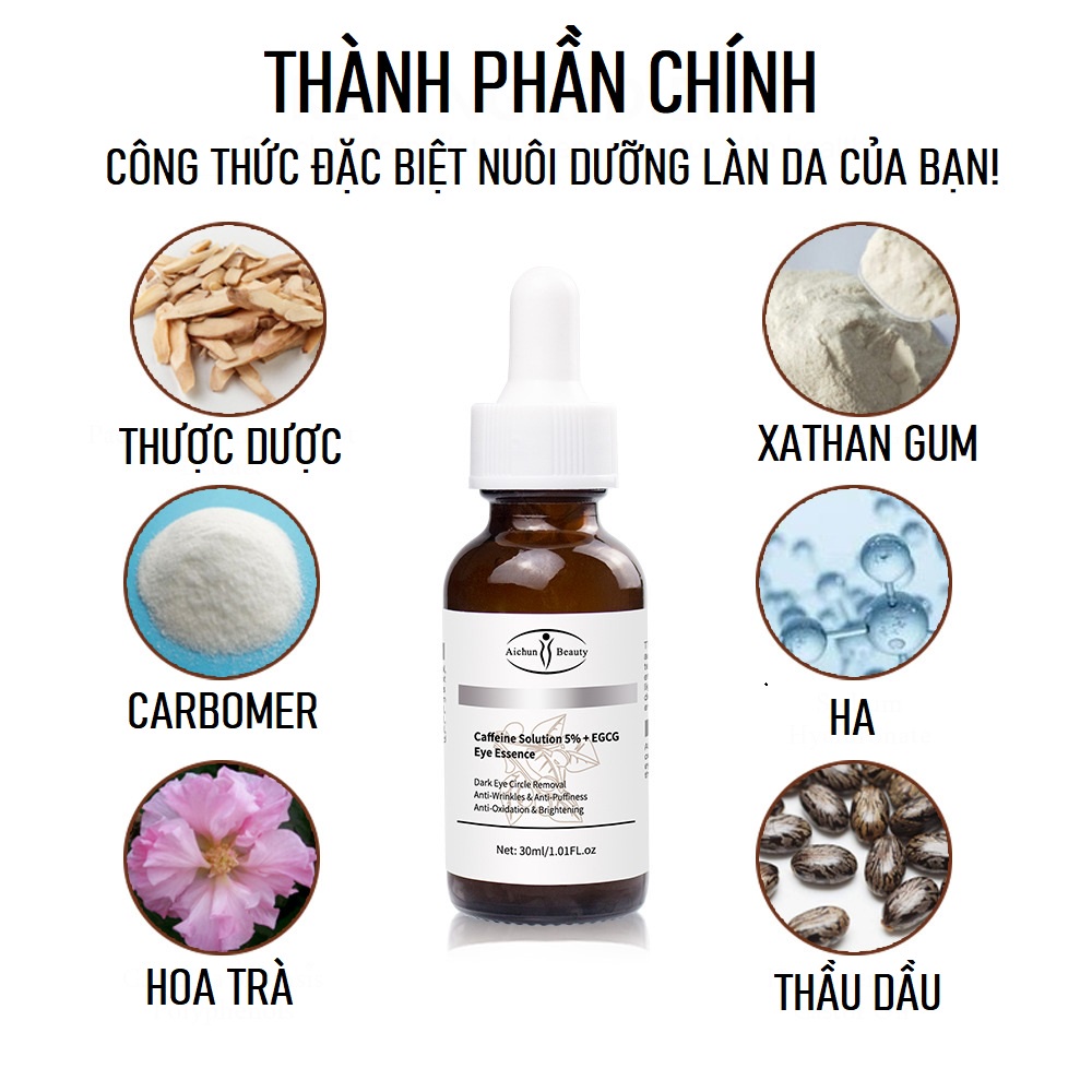 Tinh Chất Caffeine Solution 5% + EGCG  Dưỡng Trắng, Sáng Loại Bỏ Quầng Thâm Và Bọng Mắt, Chống Lão Hóa Xóa Nếp Nhăn Vùng