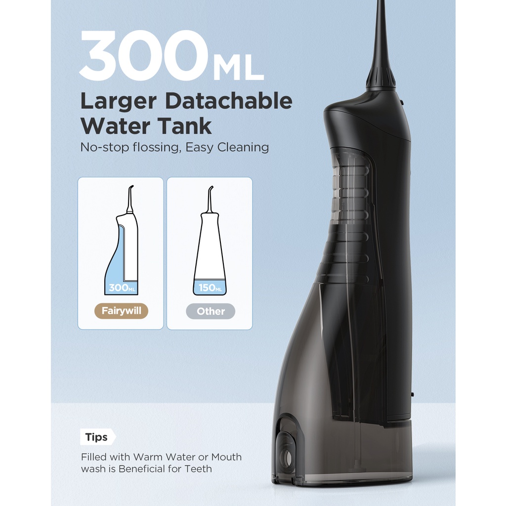 Ảnh Máy tăm nước FAIRYWILL cầm tay 5020E có 8 đầu vòi thay thế với bể nước 300mL tiện dụng 3