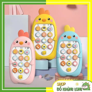 Điện Thoại Đồ Chơi Hình Gà Con Phát Nhạc Có Đèn Tặng Kèm Dây Đeo Giáo Dục Sớm Cho Bé - BỐ KHỦNG LONG