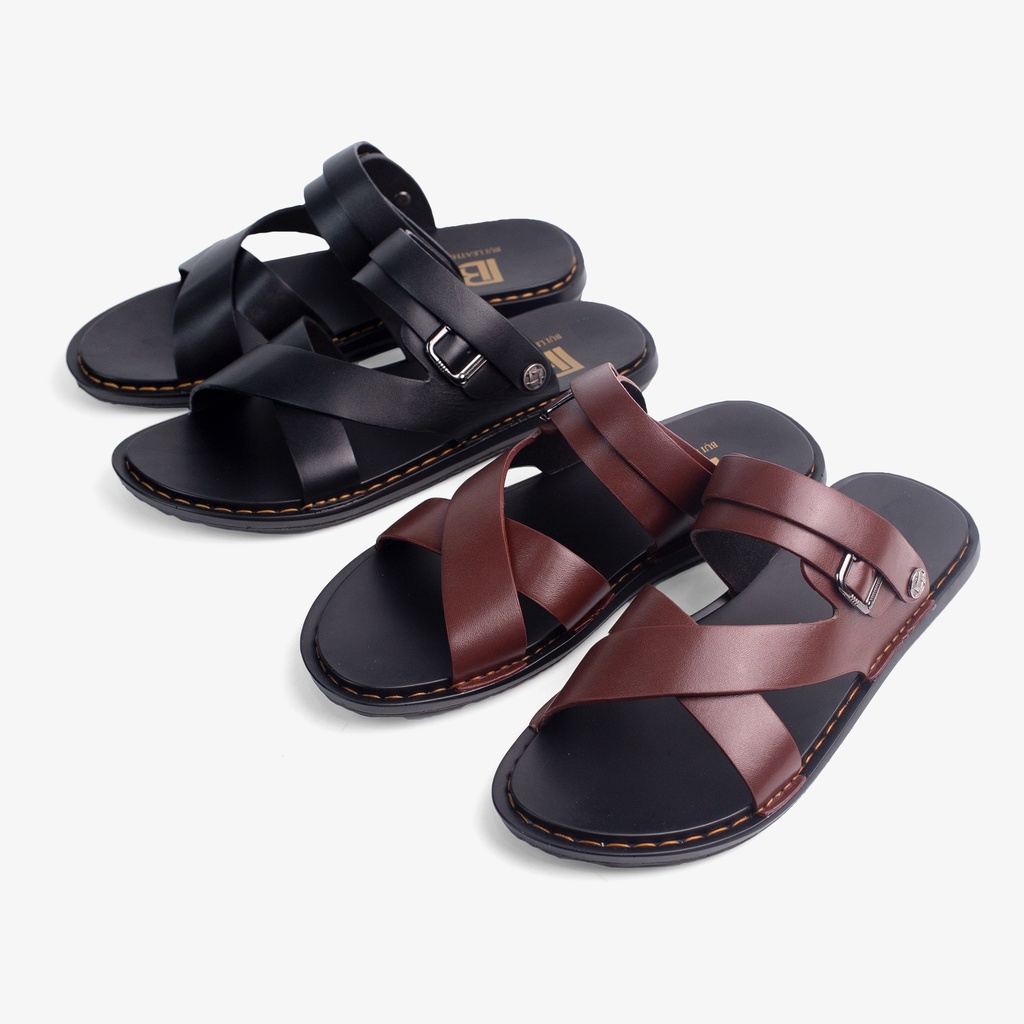 Ảnh Dép nam quai ngang da bò Nappa cao cấp Bụi Leather E102, đế đúc nguyên khối khâu viền thủ công đi êm chân, BH 12 Tháng 2