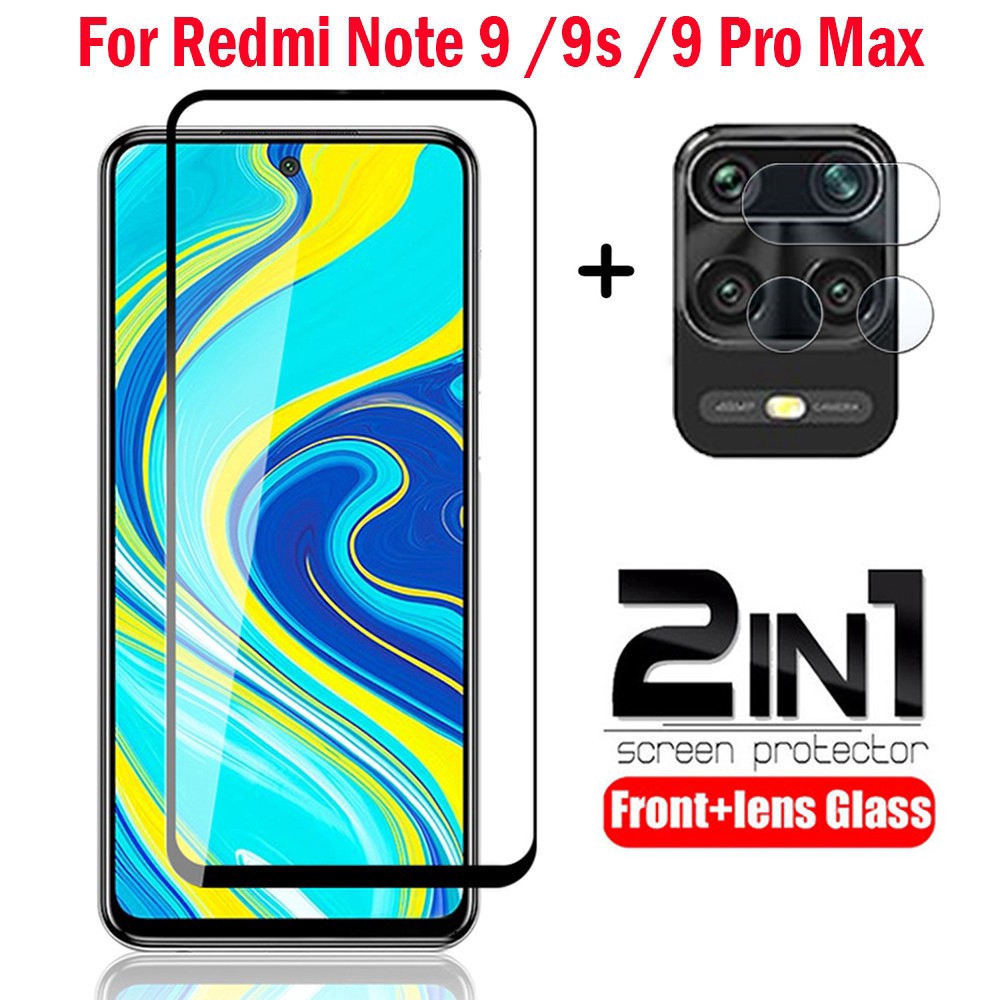 (2in1) Xiaomi Redmi Note9s Note9 Note 9s 9 Pro Max Bảo vệ màn hình Kính cường lực + Phim bảo vệ ống kính máy ảnh mặt sau