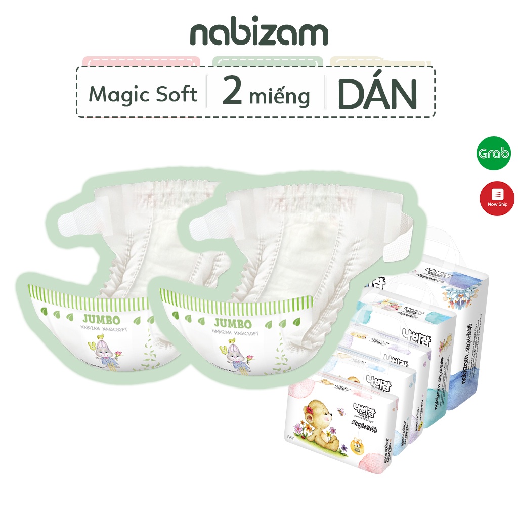 Ảnh Set 2 Miếng Tã/Bỉm Dán NABIZAM Magic Soft Mỏng Nhẹ, Chống Tràn NB50/S44/M40/L36/XL32 Cho Bé Từ 3-15kg,32-50 Miếng/Bịch 1